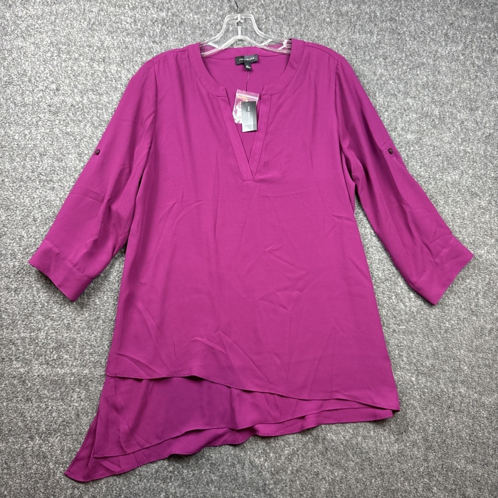 The Limited Womens Semi Sheer Blouse Top Long Sleeve V Neck Purple NWT